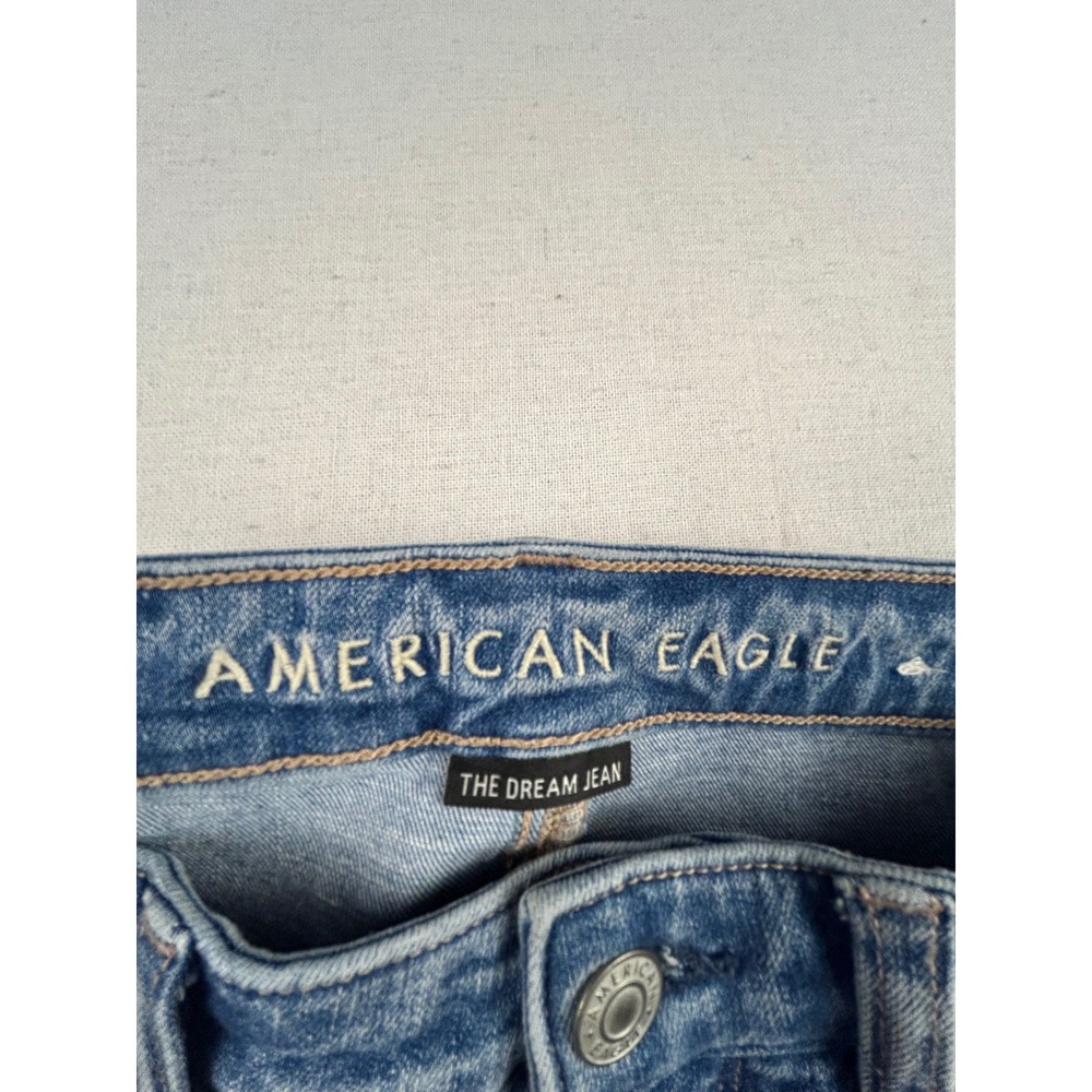 American Eagle High Waisted Distressed Skinny Jeans Medium Wash Blue Denim - Picture 9 of 12